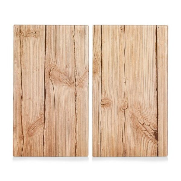 Neuetischkultur Schneide- und Abdeckplatte Herdabdeckplatten Set 2-tlg., Glas Wood, Glas, (Stück, 2 tlg)