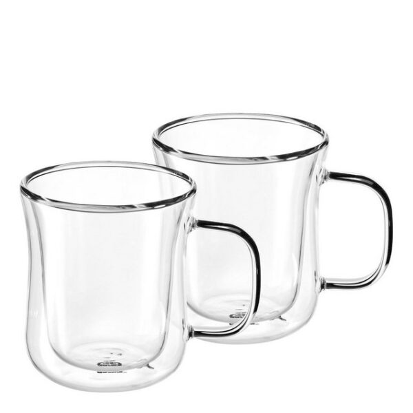 GRÄWE Glas GRÄWE Doppelwandige-Thermogläser mit Henkel, 250ml, 2er Set, geschwung, Glas