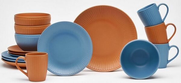 van Well Geschirr-Set Tilda (16-tlg), 4 Personen, Steingut, Mix aus 2 Farben