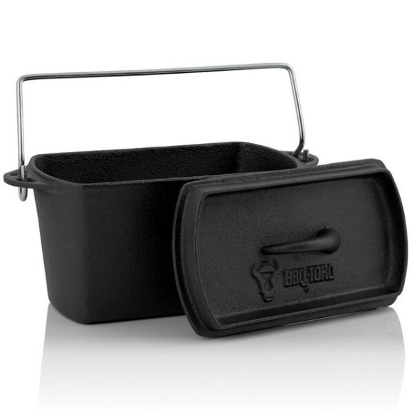 BBQ-Toro Bräter Gusseisen Backtopf, 2 Liter, BBQ Dutch Oven Topf, Bräter mit Deckel, Gusseisen (2-tlg)