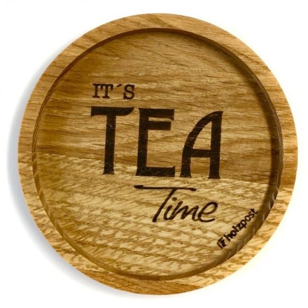 holzpost GmbH Tassenuntersetzer Holzuntersetzer "Tea Time", Untersetzer aus massiver Eiche
